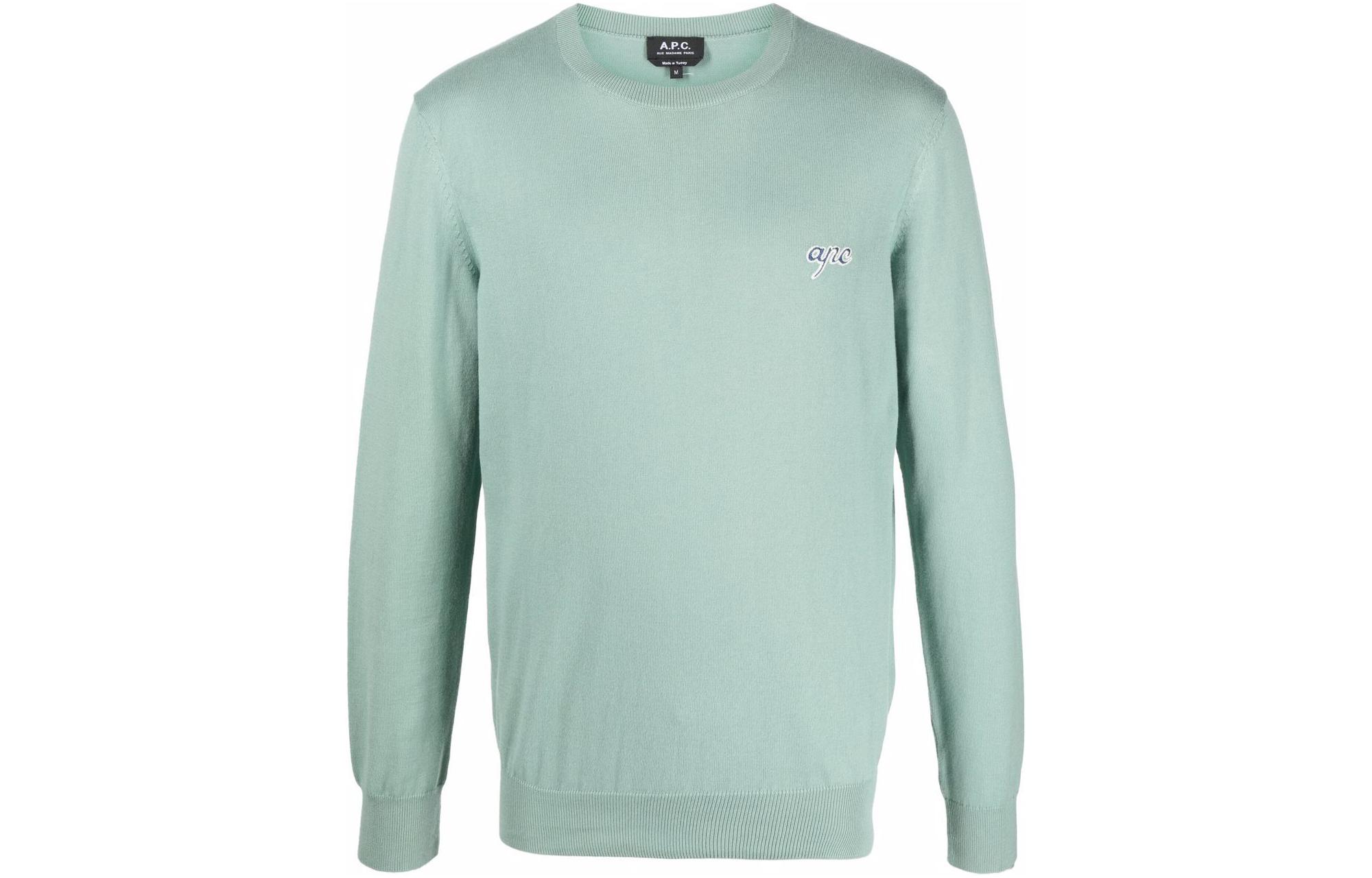 A.P.C. SS22 Green Logo Embroidered Crewneck Pullover Sweatshirt Men COEDFH23020-KAE