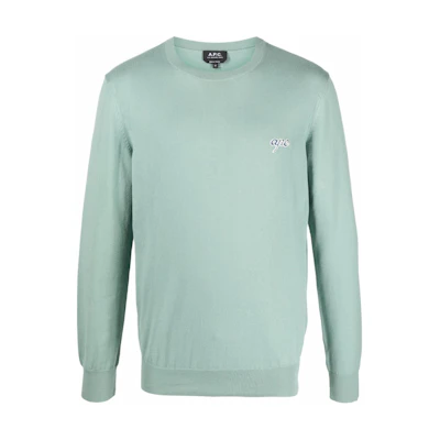 A.P.C. SS22 Green Logo Embroidered Crewneck Pullover Sweatshirt Men COEDFH23020-KAE