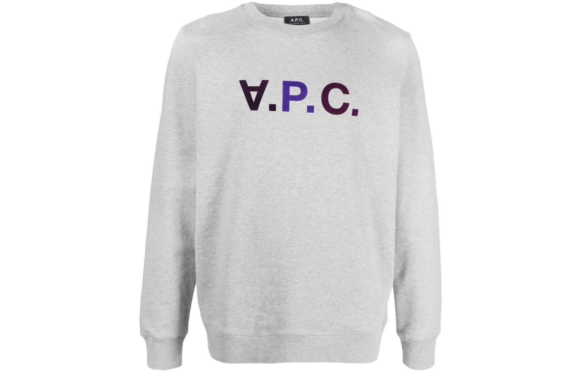 A.P.C. SS22 Logo Crewneck Pullover Sweatshirt Men’s Grey Long Sleeve COECQH27717-HAA
