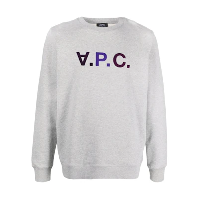 A.P.C. SS22 Logo Crewneck Pullover Sweatshirt Men’s Grey Long Sleeve COECQH27717-HAA