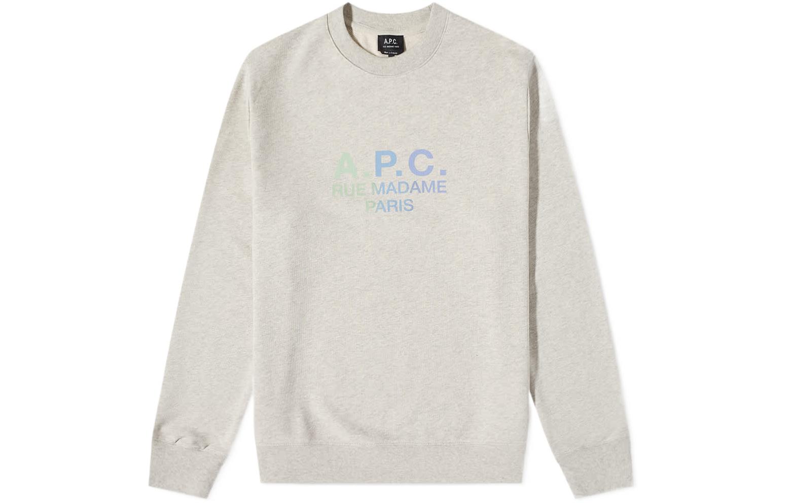 A.P.C. SS22 Logo Print Crewneck Long Sleeve Sweatshirt Beige COEBHH27711-PAA
