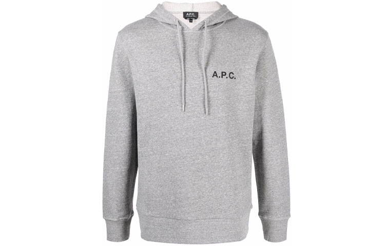 A.P.C. SS22 Logo Print Pullover Hoodie Gray COEVVH27692-PLA