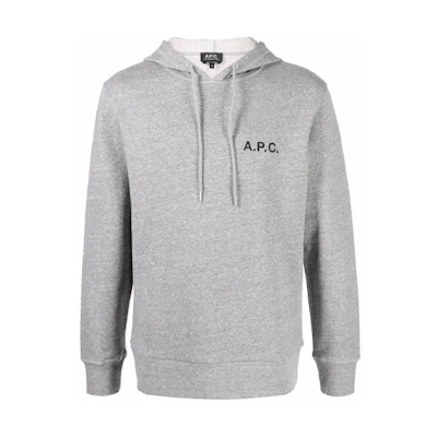 A.P.C. SS22 Logo Print Pullover Hoodie Gray COEVVH27692-PLA