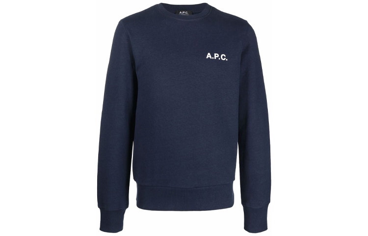 A.P.C. SS22 Loose-Fit Sweatshirt Navy Blue with Letter Logo Design COETMH27691-IAK