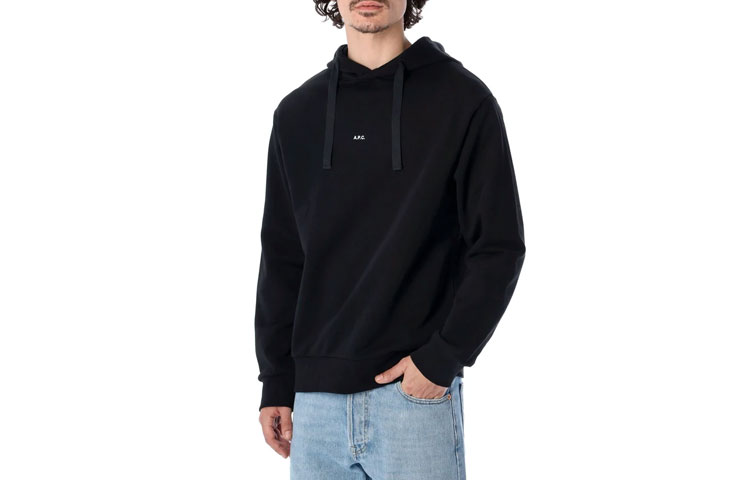 A.P.C. SS22 Plain Long-Sleeve Drawstring Hoodie Men’s Black H27622COEIP-LZZ