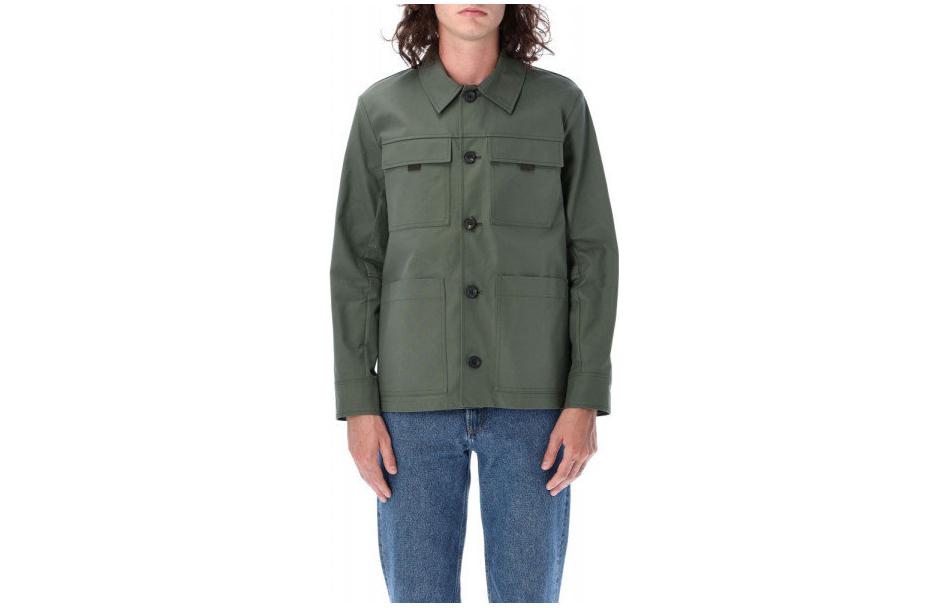 A.P.C. SS22 Solid Multi-Pocket Button-Up Jacket Olive Green H02736COEGJJAC