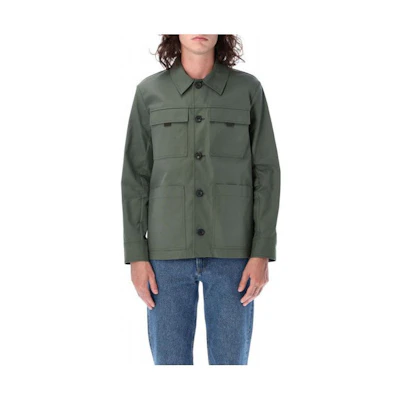 A.P.C. SS22 Solid Multi-Pocket Button-Up Jacket Olive Green H02736COEGJJAC