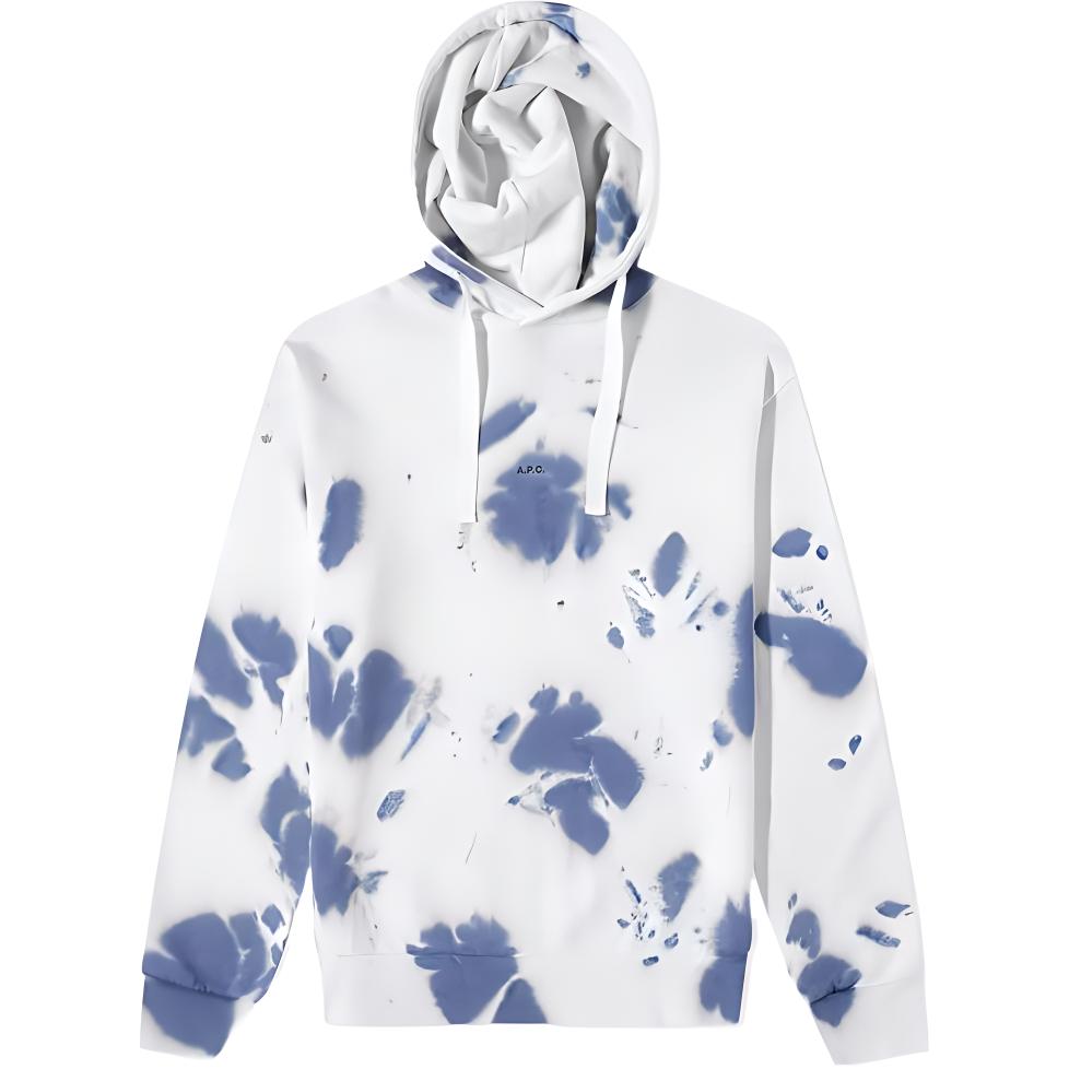 A.P.C. SS22 Tie-Dye Long-Sleeve Hoodie White () COEWQ-H27703-IAI