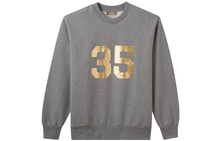 A.P.C. SS23 35th Anniversary Logo Print Crewneck Sweatshirt Unisex Grey COFCKM27772-PLA