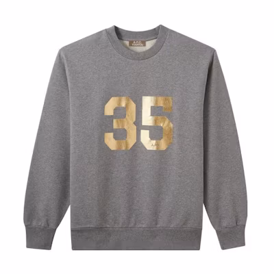 A.P.C. SS23 35th Anniversary Logo Print Crewneck Sweatshirt Unisex Grey COFCKM27772-PLA