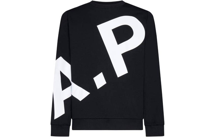 A.P.C. SS23 Asymmetric Logo Crewneck Printed Sweatshirt Unisex Black COFBQM27817-LZZ