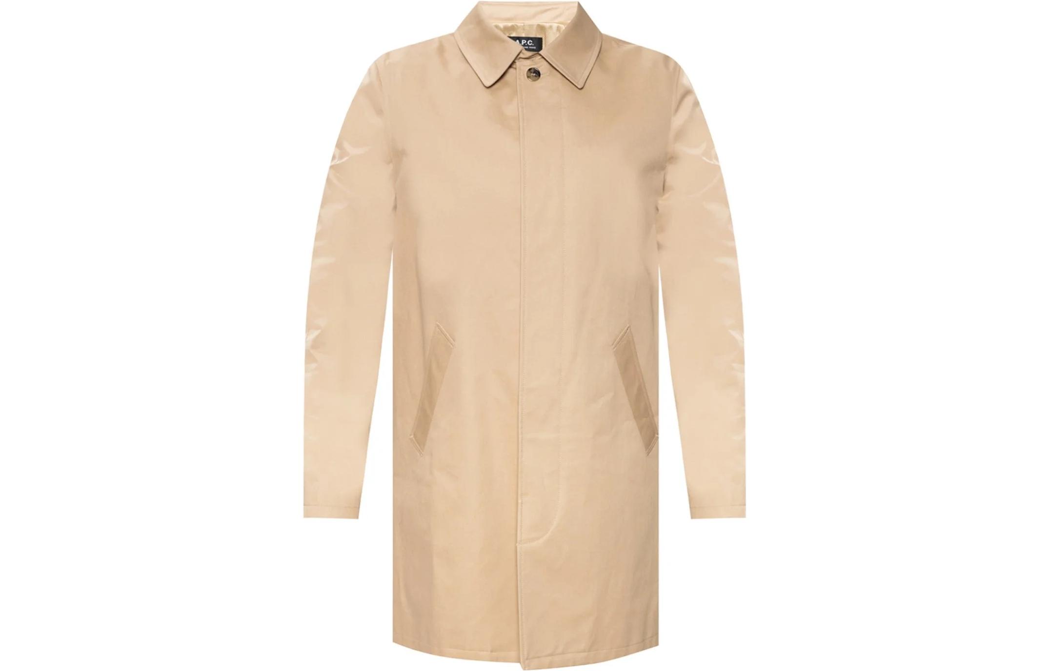 A.P.C. SS23 Beige Solid Zip-Up Collared Long-Sleeve Jacket Mens Casual COZBAH01103-BAA