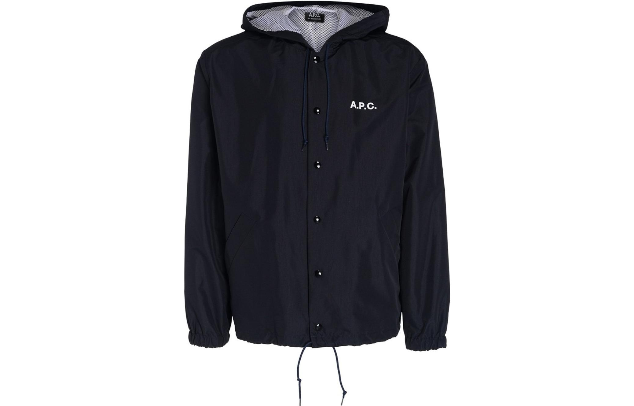 A.P.C. SS23 Black Hoodie Jacket with Logo Print Long Sleeve PSAHPH02808IAKDARKNAVY