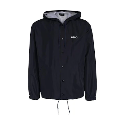 A.P.C. SS23 Black Hoodie Jacket with Logo Print Long Sleeve PSAHPH02808IAKDARKNAVY