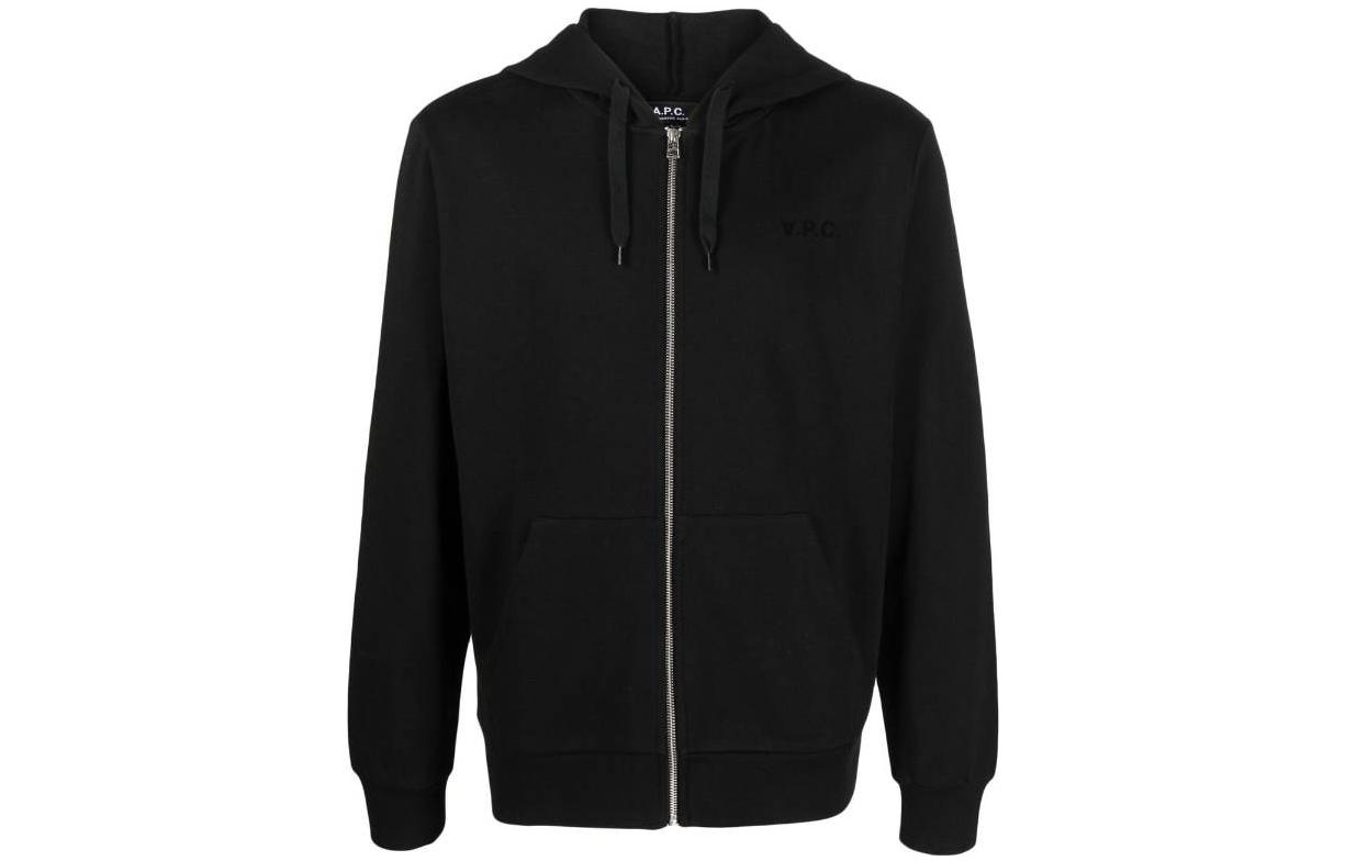A.P.C. SS23 Black Hoodie with Logo Print and Zipper COFAXH27707-LZZ
