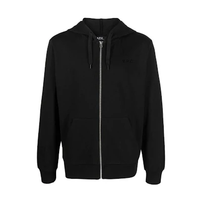 A.P.C. SS23 Black Hoodie with Logo Print and Zipper COFAXH27707-LZZ