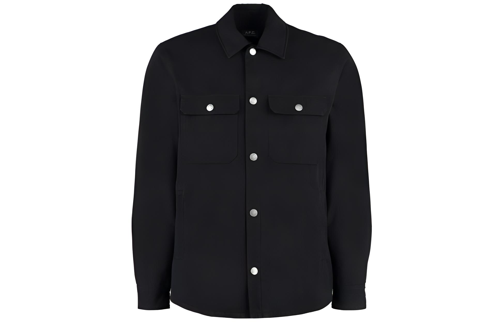 A.P.C. SS23 Black Long-Sleeve Shirt Jacket with Chest Pocket COFAMH02625-LZZ
