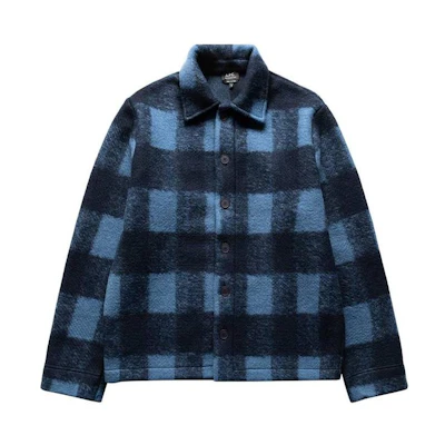 A.P.C. SS23 Blue Checkered Square Collar Long Sleeve Jacket Unisex PSAHKM02806-IAA