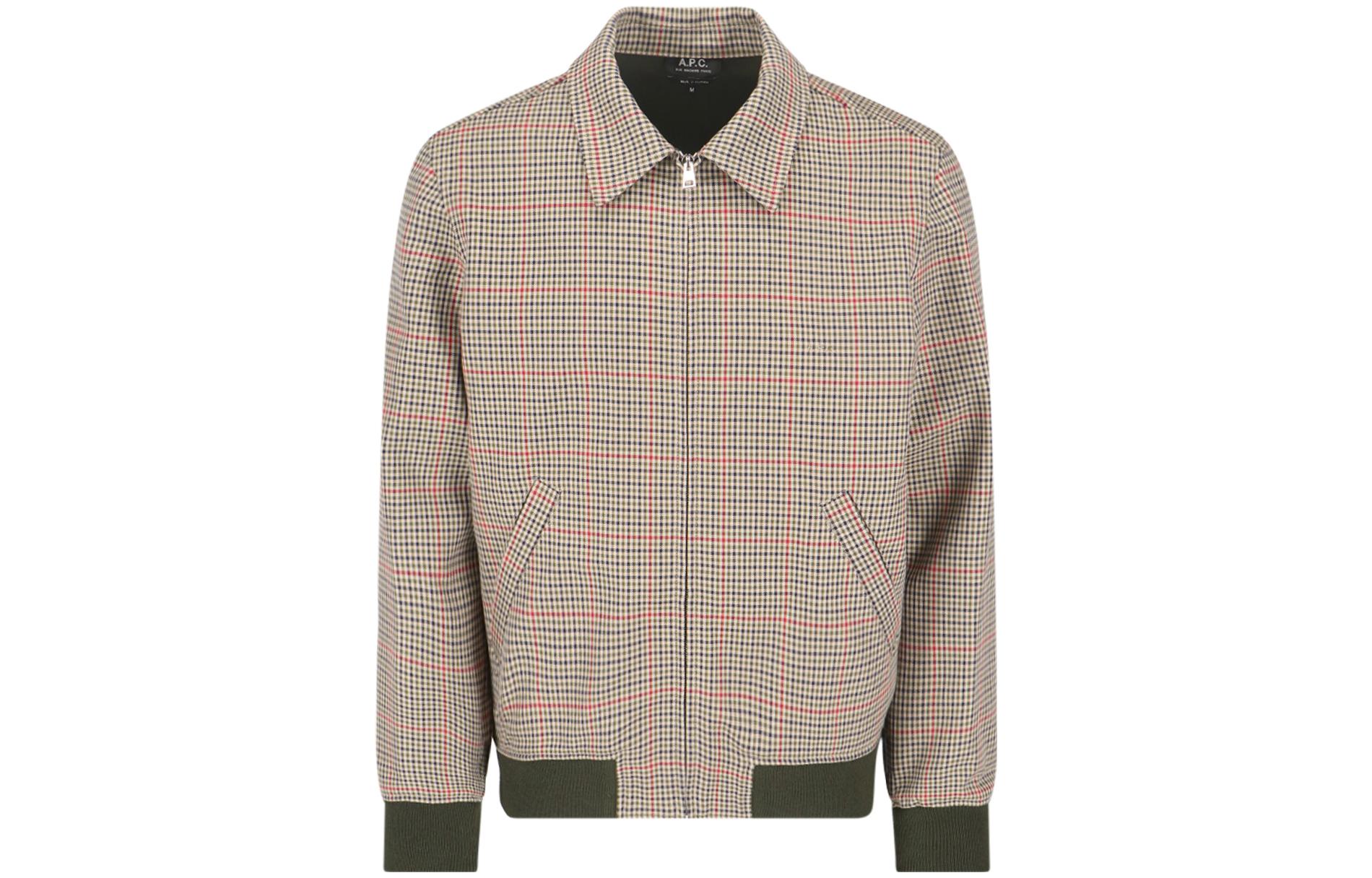 A.P.C. SS23 Brown Checkered Collared Casual Jacket COGEGH02835GAA