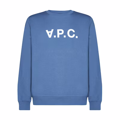 A.P.C. SS23 Crewneck Sweatshirt Steel Blue with Logo Print Casual Style COFAXH27378-IAF