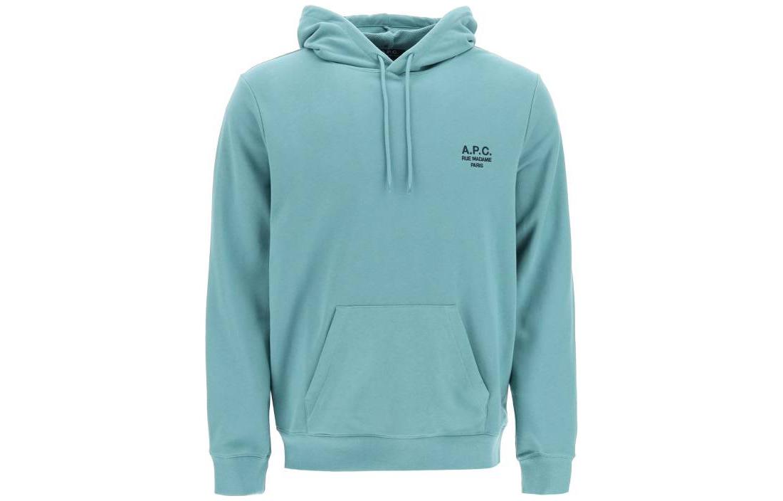 A.P.C. SS23 Green Pullover Hoodie with Logo Print for Men COEZDH27733-KAE