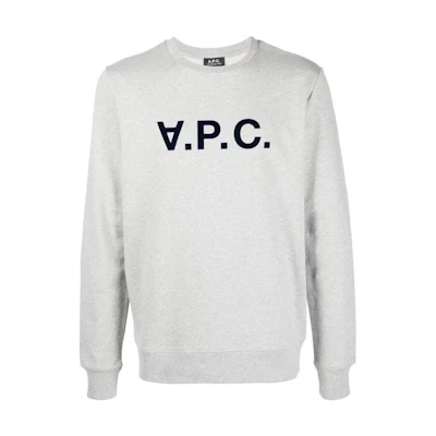 A.P.C. SS23 Grey Crewneck Sweatshirt with Chest Logo Print COFAXH27378-PLA