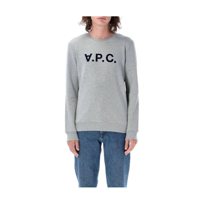 A.P.C. SS23 Grey Crewneck Sweatshirt with Logo Print - H27378COFAXPLA