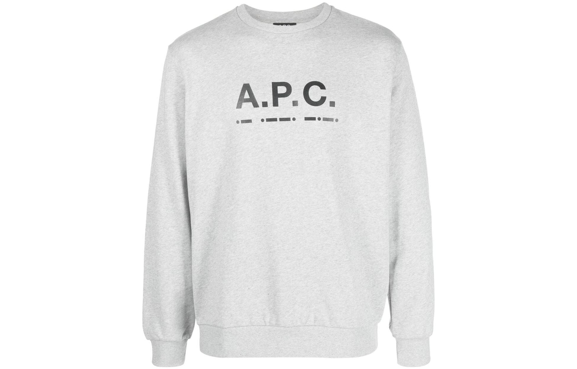 A.P.C. SS23 Grey Crewneck Sweatshirt with Logo Print COGACM27783PLA