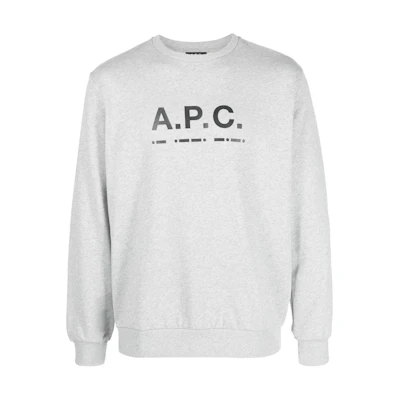A.P.C. SS23 Grey Crewneck Sweatshirt with Logo Print COGACM27783PLA