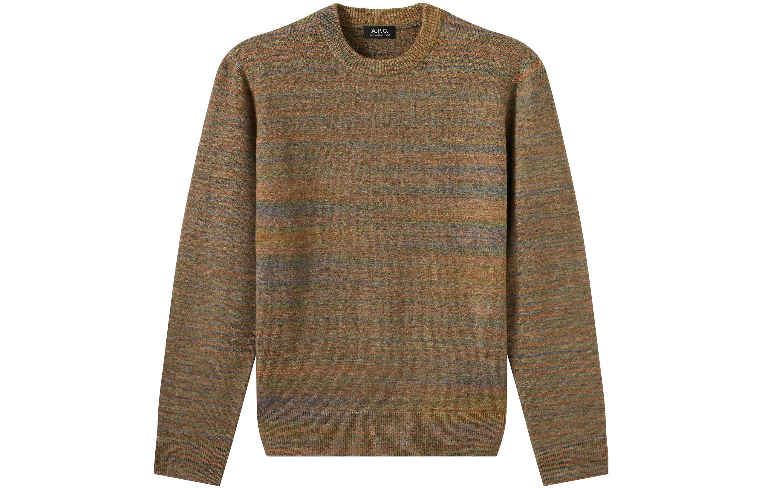 A.P.C. SS23 Horizontal Stripe Crewneck Long Sleeve Sweatshirt Light Khaki Men WOAOWH23162-JAB