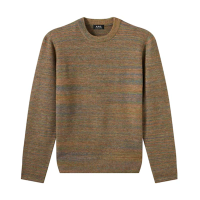 A.P.C. SS23 Horizontal Stripe Crewneck Long Sleeve Sweatshirt Light Khaki Men WOAOWH23162-JAB