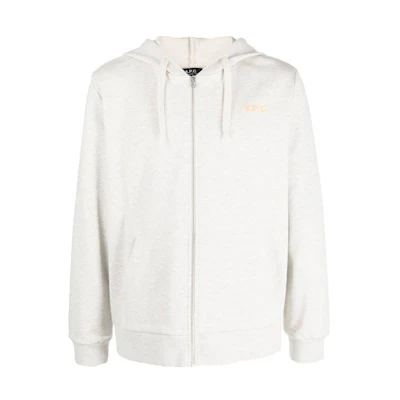 A.P.C. SS23 Light Beige Letter Logo Zip-Up Hoodie COFAXH27802-TAV