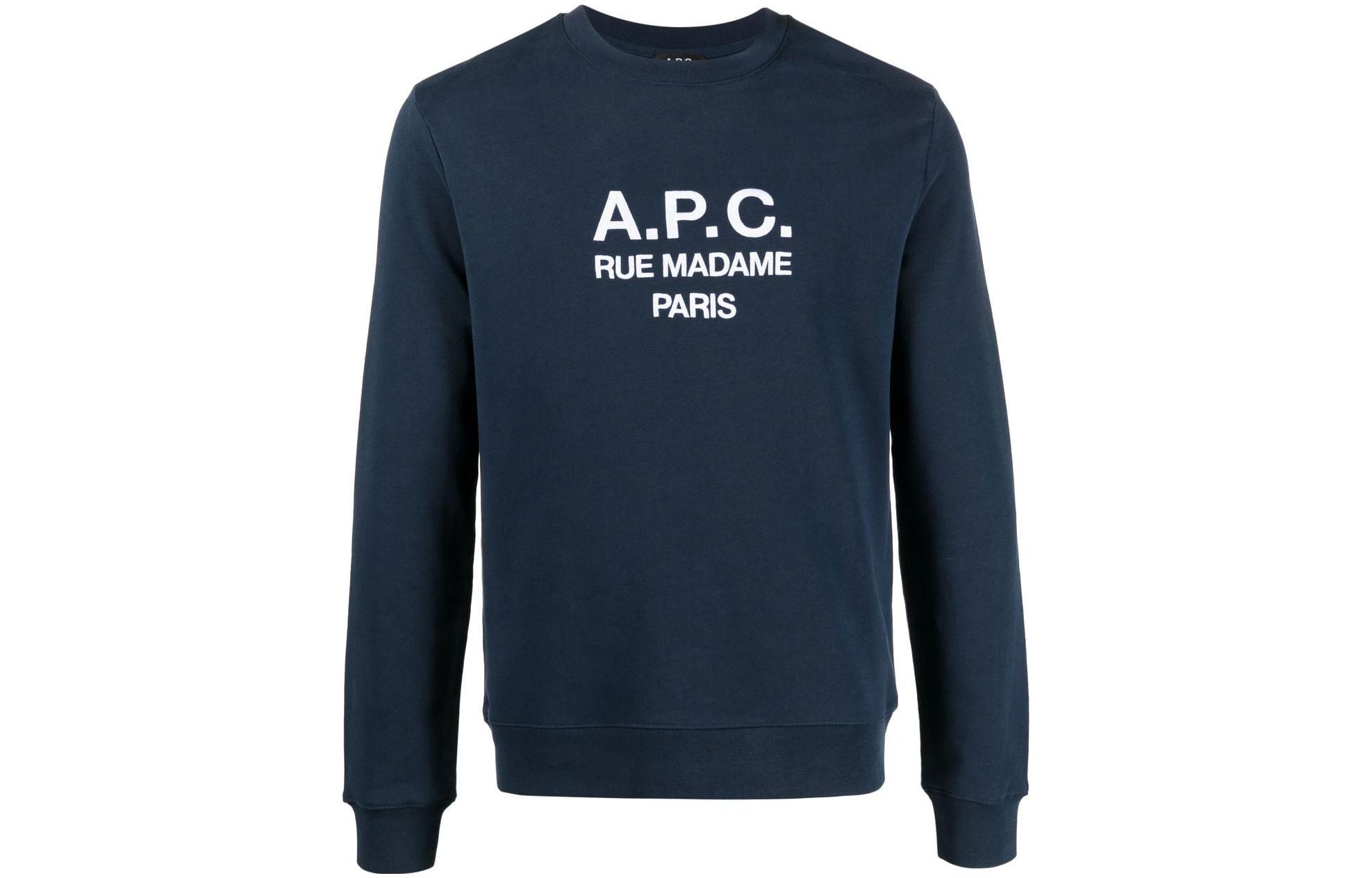 A.P.C. SS23 Logo Crewneck Sweatshirt Navy Blue COEZDH27500-IAJ