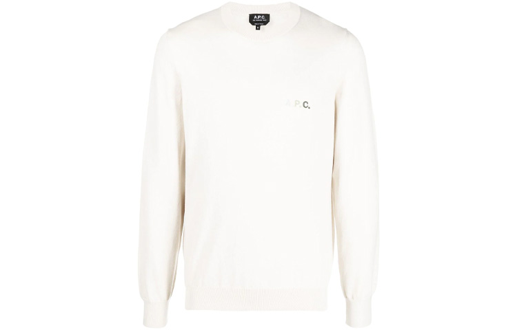 A.P.C. SS23 Logo Embroidered Crewneck Sweatshirt Off-White COGDHH23164-TAL