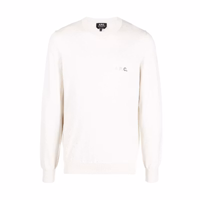 A.P.C. SS23 Logo Embroidered Crewneck Sweatshirt Off-White COGDHH23164-TAL