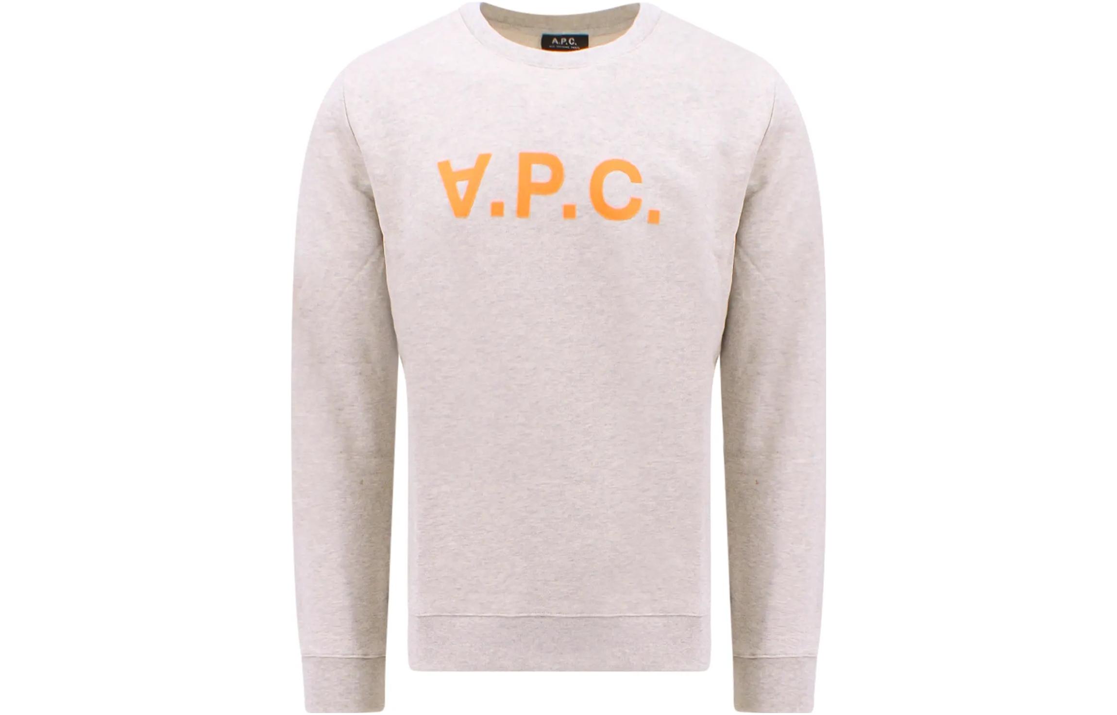 A.P.C. SS23 Logo Print Crewneck Pullover Long Sleeve Sweatshirt Men Beige COFAXH27803-ECRU