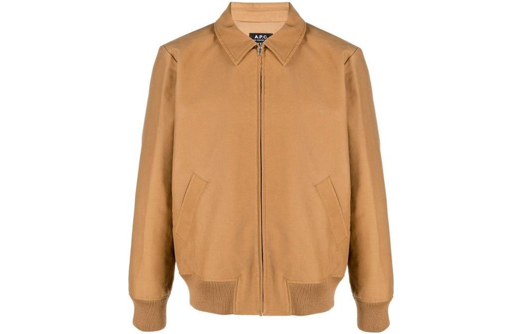 A.P.C. SS23 Minimalist Collared Jacket Khaki COFCSH02706CAFCARAMEL