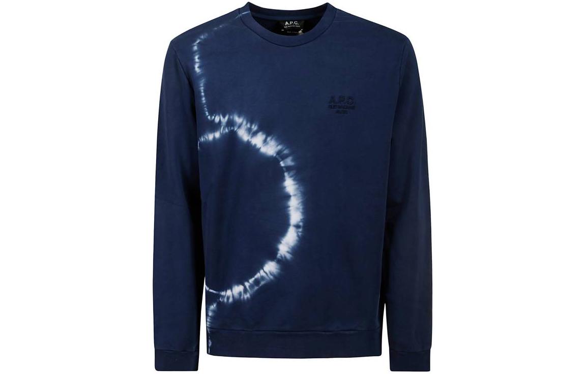 A.P.C. SS23 Navy Asymmetric Print Pullover Crewneck Sweatshirt COEZDH27800-IAI