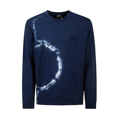 A.P.C. SS23 Navy Asymmetric Print Pullover Crewneck Sweatshirt COEZDH27800-IAI