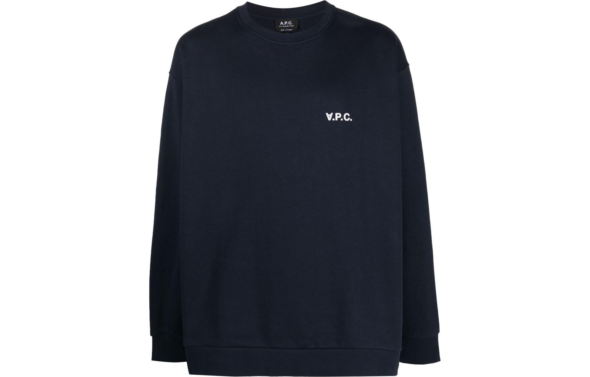 A.P.C. SS23 Navy Blue Logo Print Crewneck Sweatshirt COFDXH27790-IAK