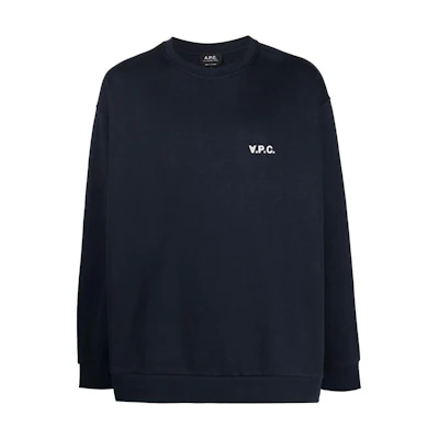 A.P.C. SS23 Navy Blue Logo Print Crewneck Sweatshirt COFDXH27790-IAK