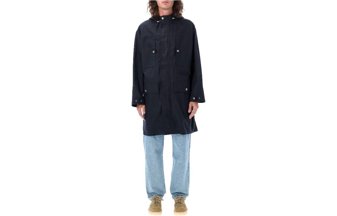 A.P.C. SS23 Navy Blue Mid-Length Hooded Casual Jacket H30193COERC-IAK