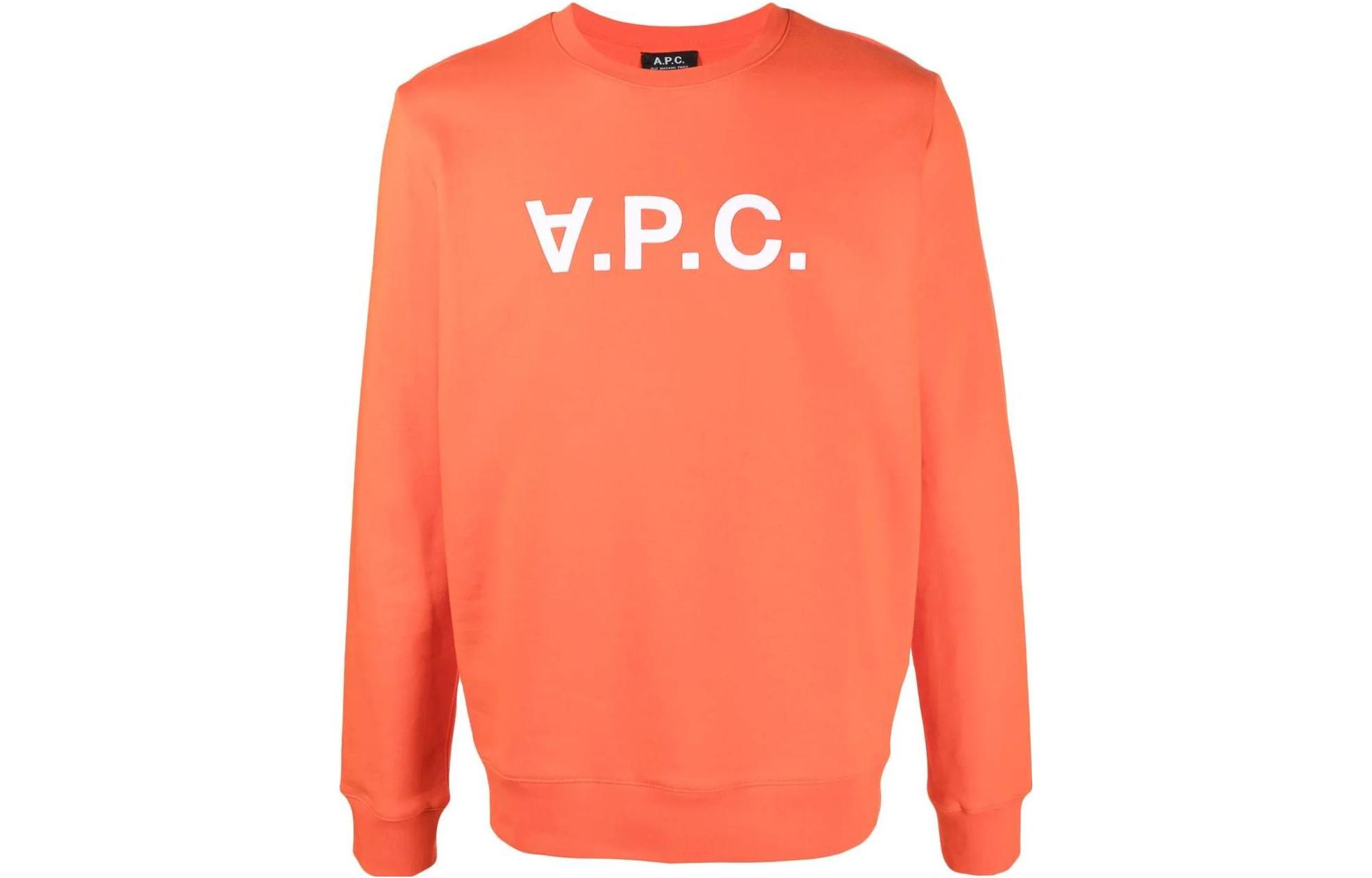 A.P.C. SS23 Orange Crewneck Sweatshirt with Casual Logo Print COFAXH27378-GAN