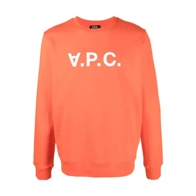 A.P.C. SS23 Orange Crewneck Sweatshirt with Casual Logo Print COFAXH27378-GAN