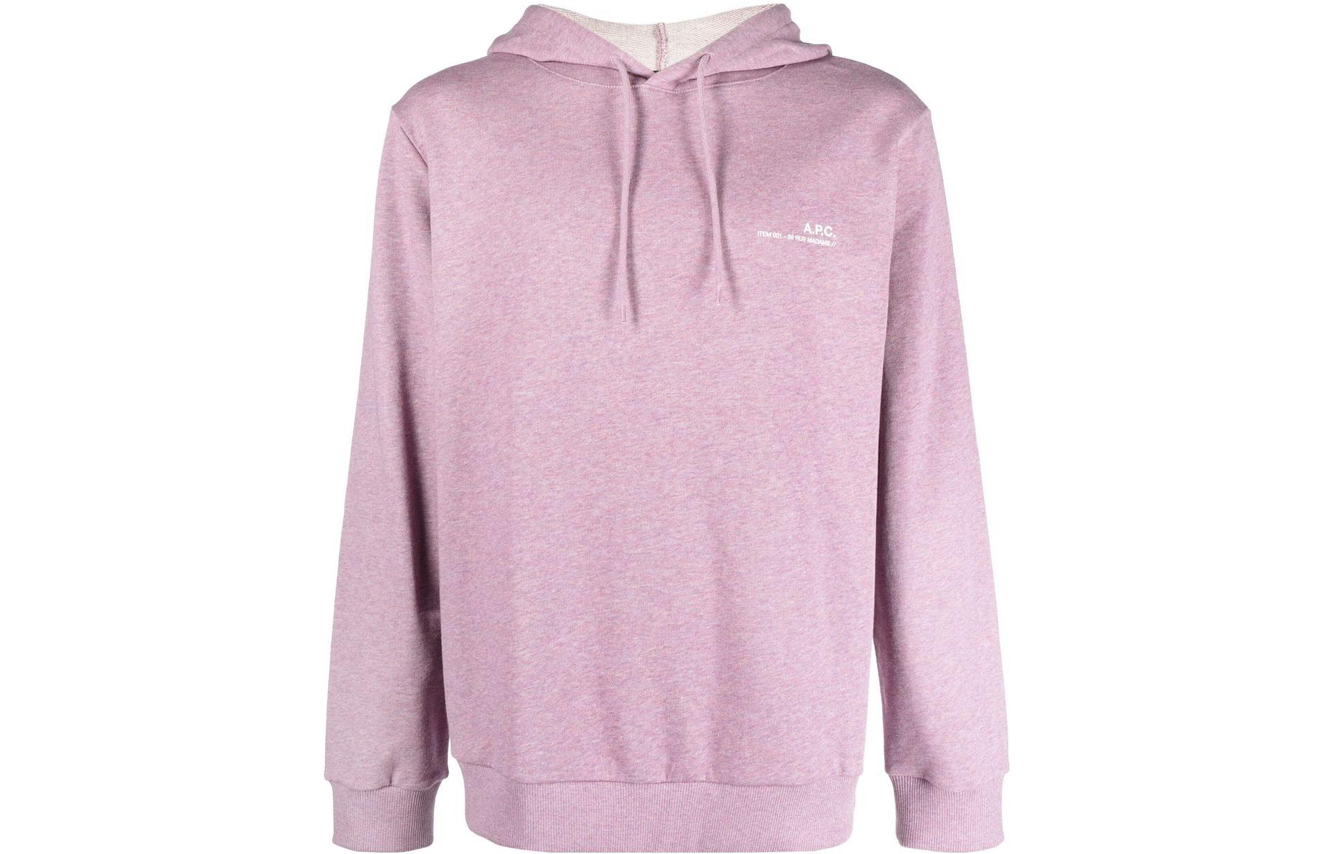 A.P.C. SS23 Pink Logo Print Pullover Hoodie for Men COGAUH27672-PIK