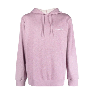 A.P.C. SS23 Pink Logo Print Pullover Hoodie for Men COGAUH27672-PIK