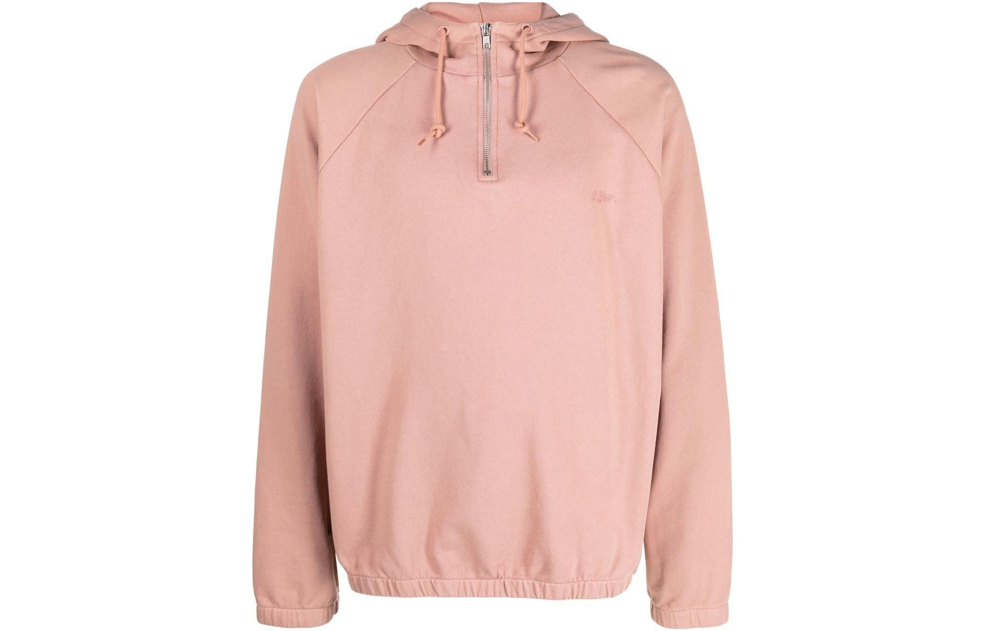 A.P.C. SS23 Pink Solid Half-Zip Hoodie Men’s Long Sleeve COGABH27731-FAD