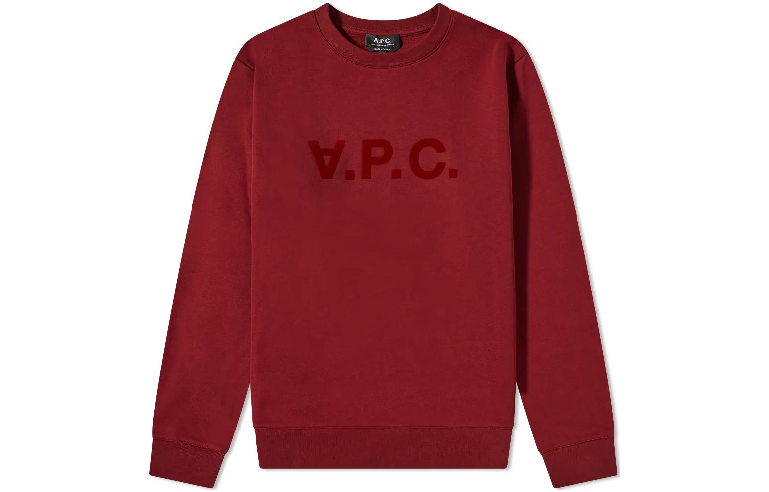 A.P.C. SS23 Red Crewneck Sweatshirt with Casual Logo Print COFAXH27378-GAC