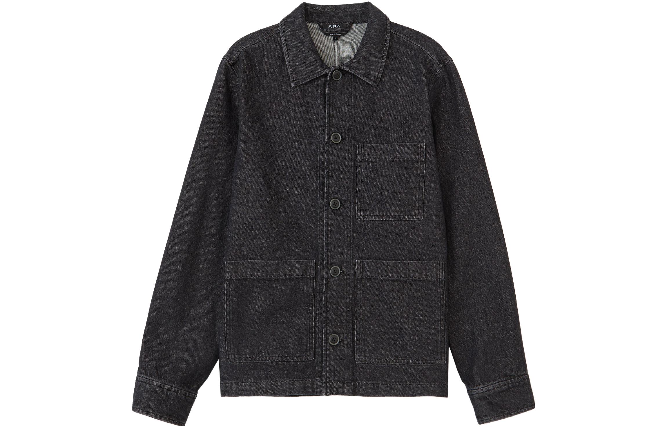 A.P.C. SS23 Solid Black Button-Up Denim Jacket COEROH02609-LZE