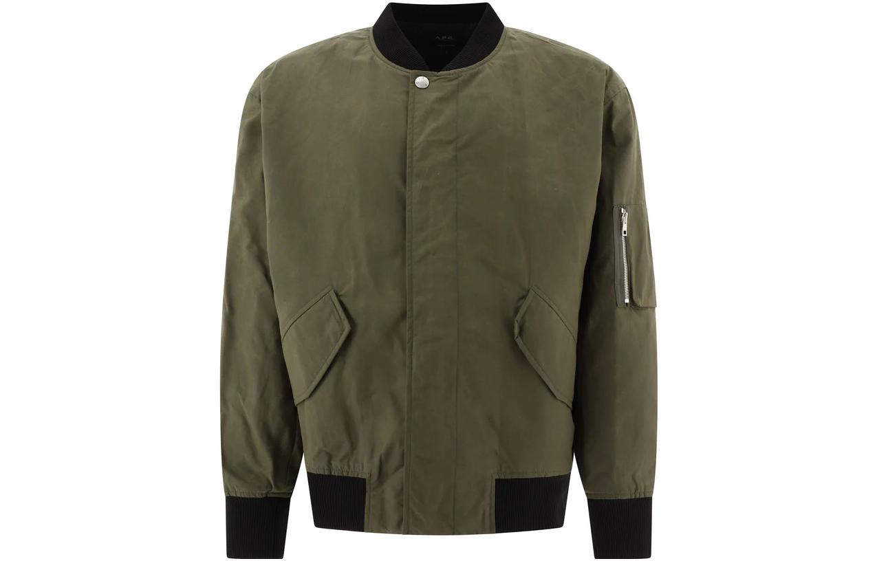 A.P.C. SS23 Solid Color Casual Bomber Jacket Green COERCH02842JAA